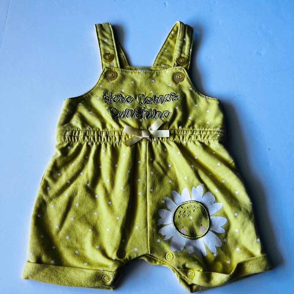 Quiltex Here Comes the Sunshine Romper 3-6M Yellow‎ Daisy Summer